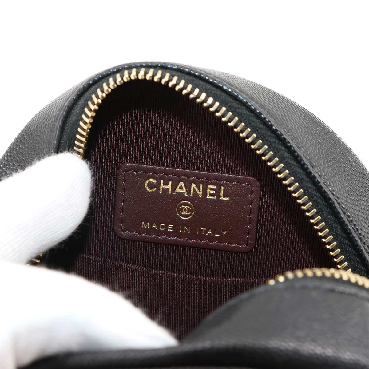 Round Classic Chain Mini Bag Leather Black AP0245