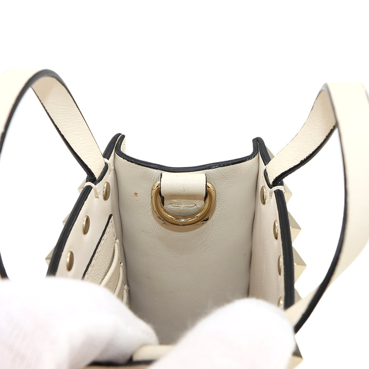 Rock Studs 2way Hand Shoulder Bag White Purse