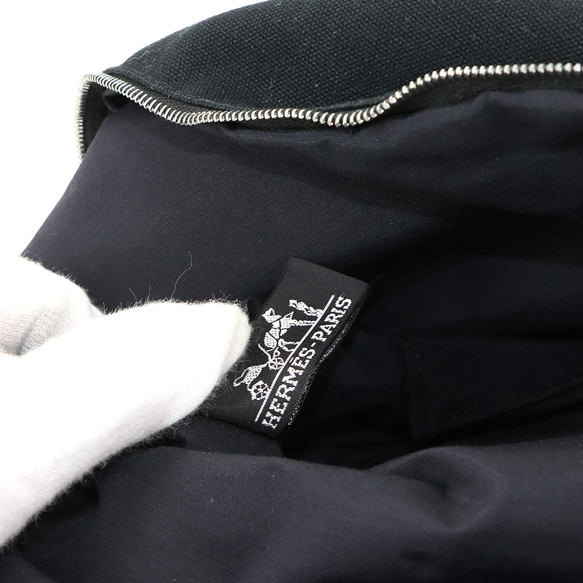 Bolide Pouch GM Cotton Canvas Leather Black Purse