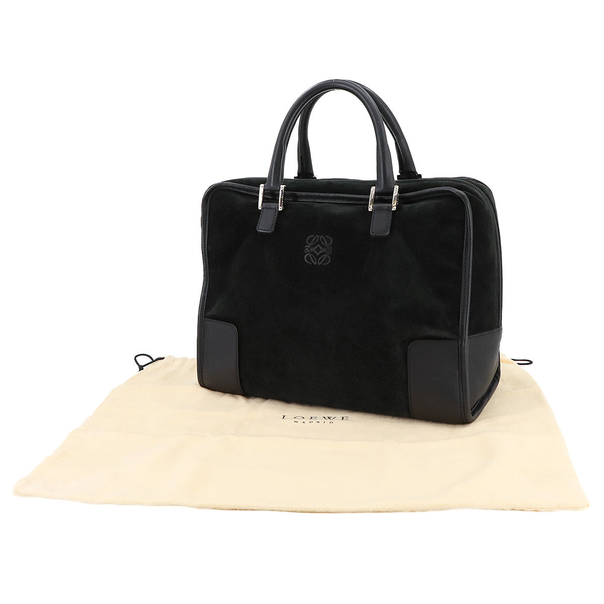 Amazona 32 Hand Bag Suede Leather Black Purse