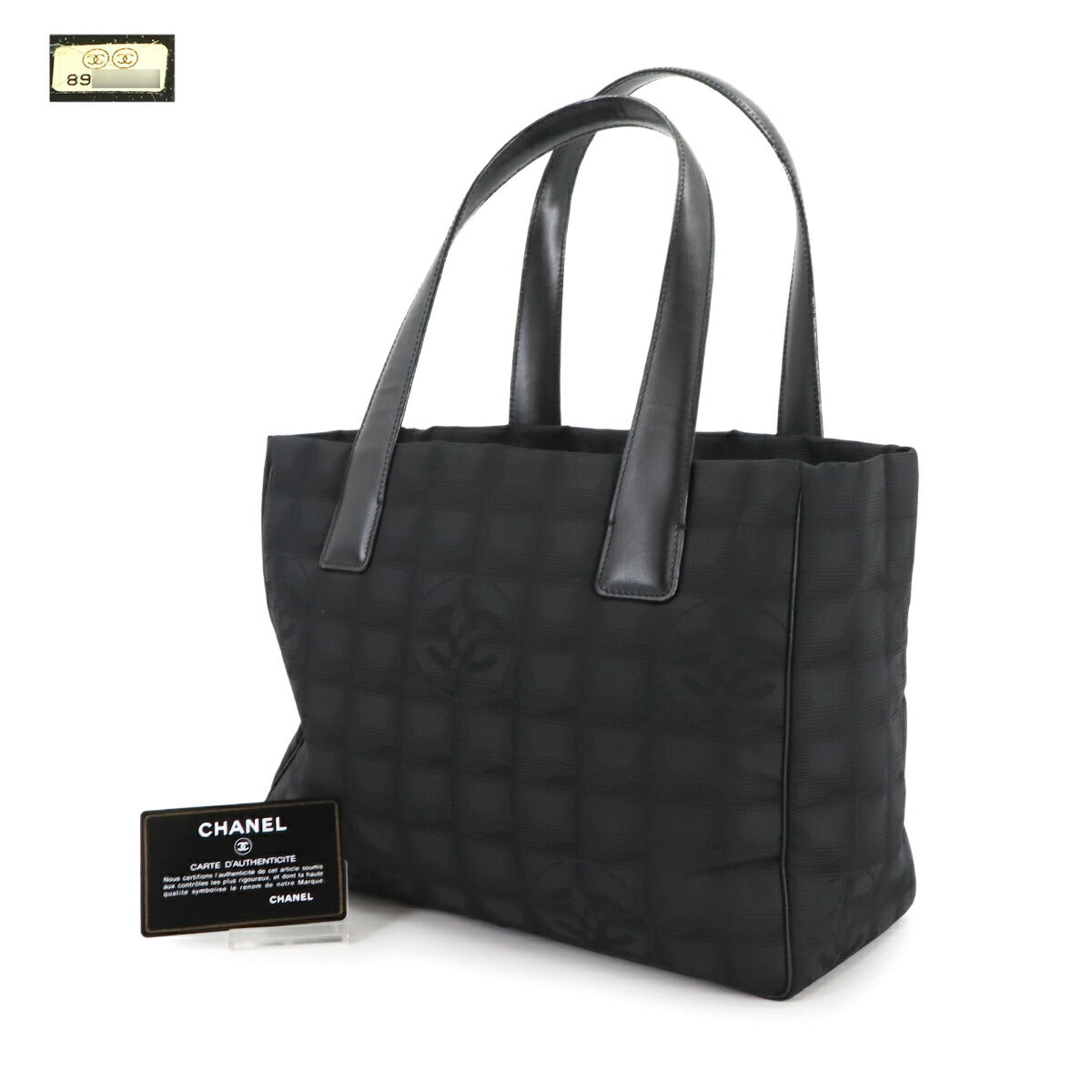 CHANEL New Travel Line Tote PM Bag Nylon Jacquard Leather Black A20457