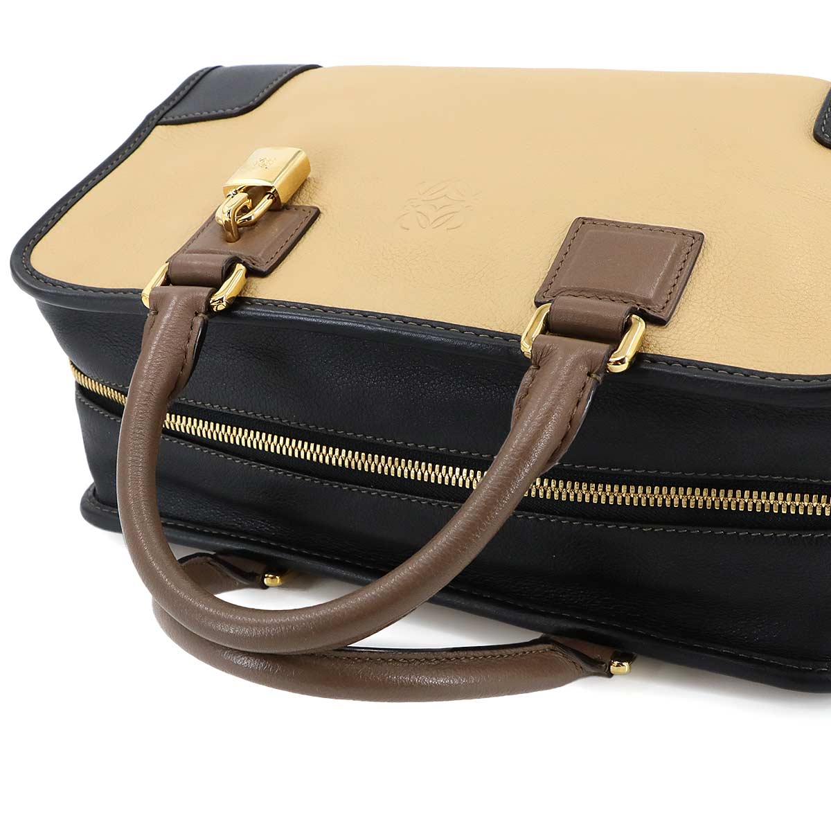 Amazona 28 Hand Bag Leather Beige Brown Black 352.69.LA03