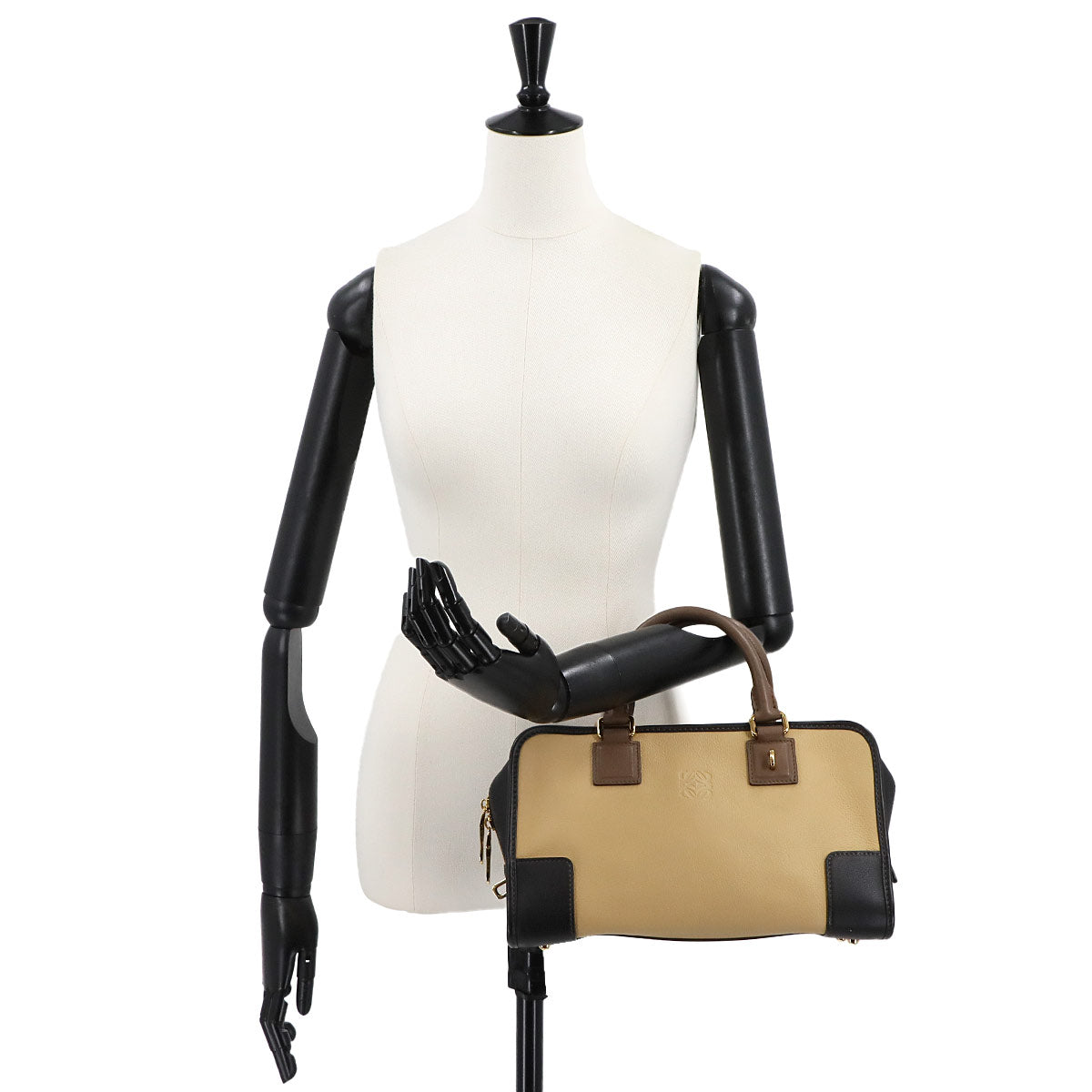 Amazona 28 Hand Bag Leather Beige Brown Black 352.69.LA03