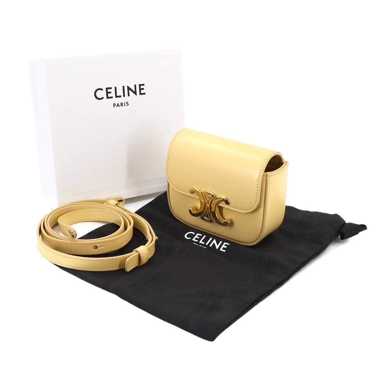 Triomphe Claude Mini Shoulder Bag Leather Yellow 10I513DPV