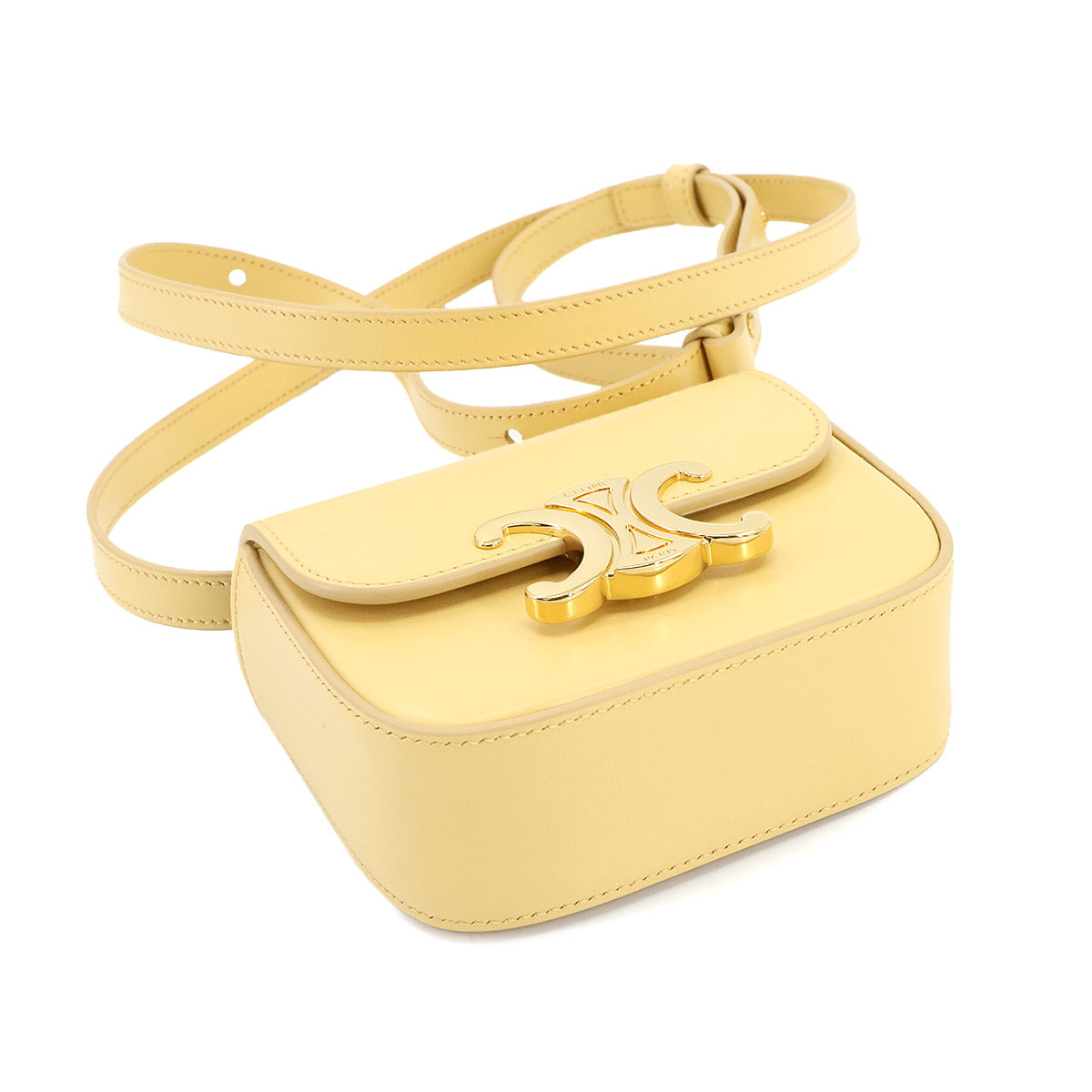 Triomphe Claude Mini Shoulder Bag Leather Yellow 10I513DPV