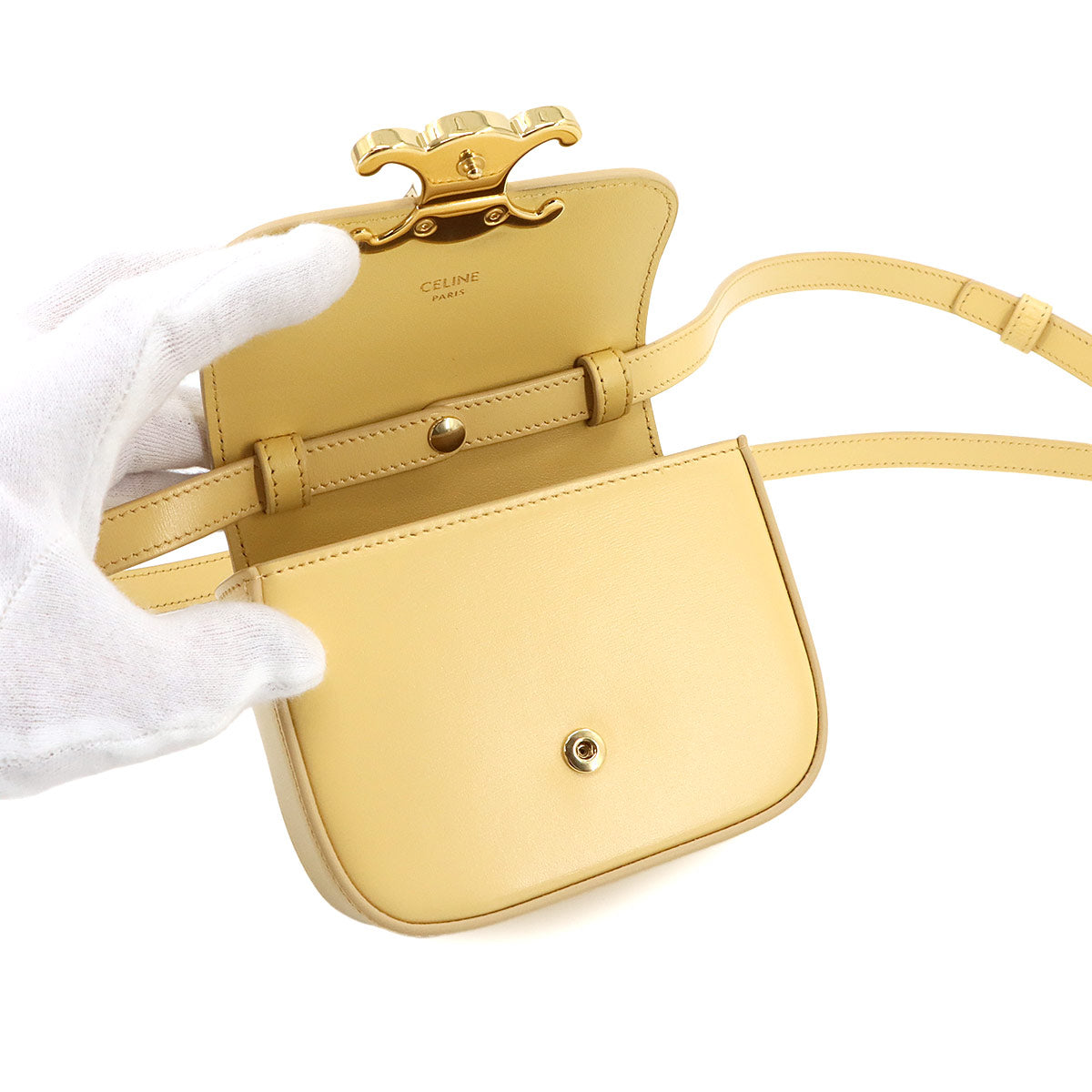 Triomphe Claude Mini Shoulder Bag Leather Yellow 10I513DPV