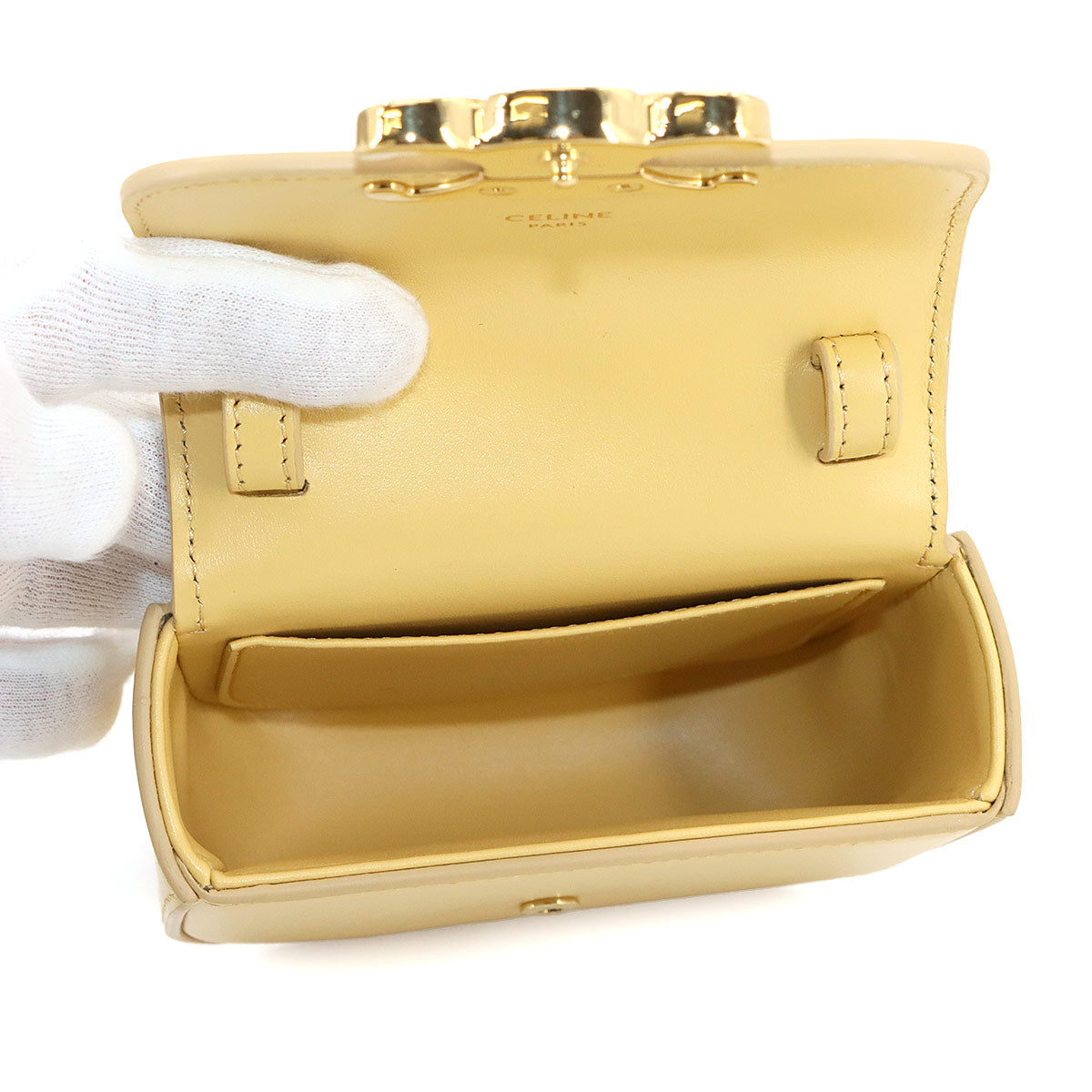 Triomphe Claude Mini Shoulder Bag Leather Yellow 10I513DPV