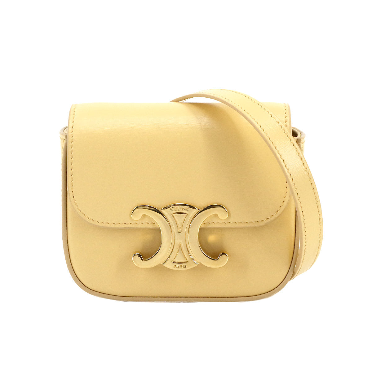 Triomphe Claude Mini Shoulder Bag Leather Yellow 10I513DPV
