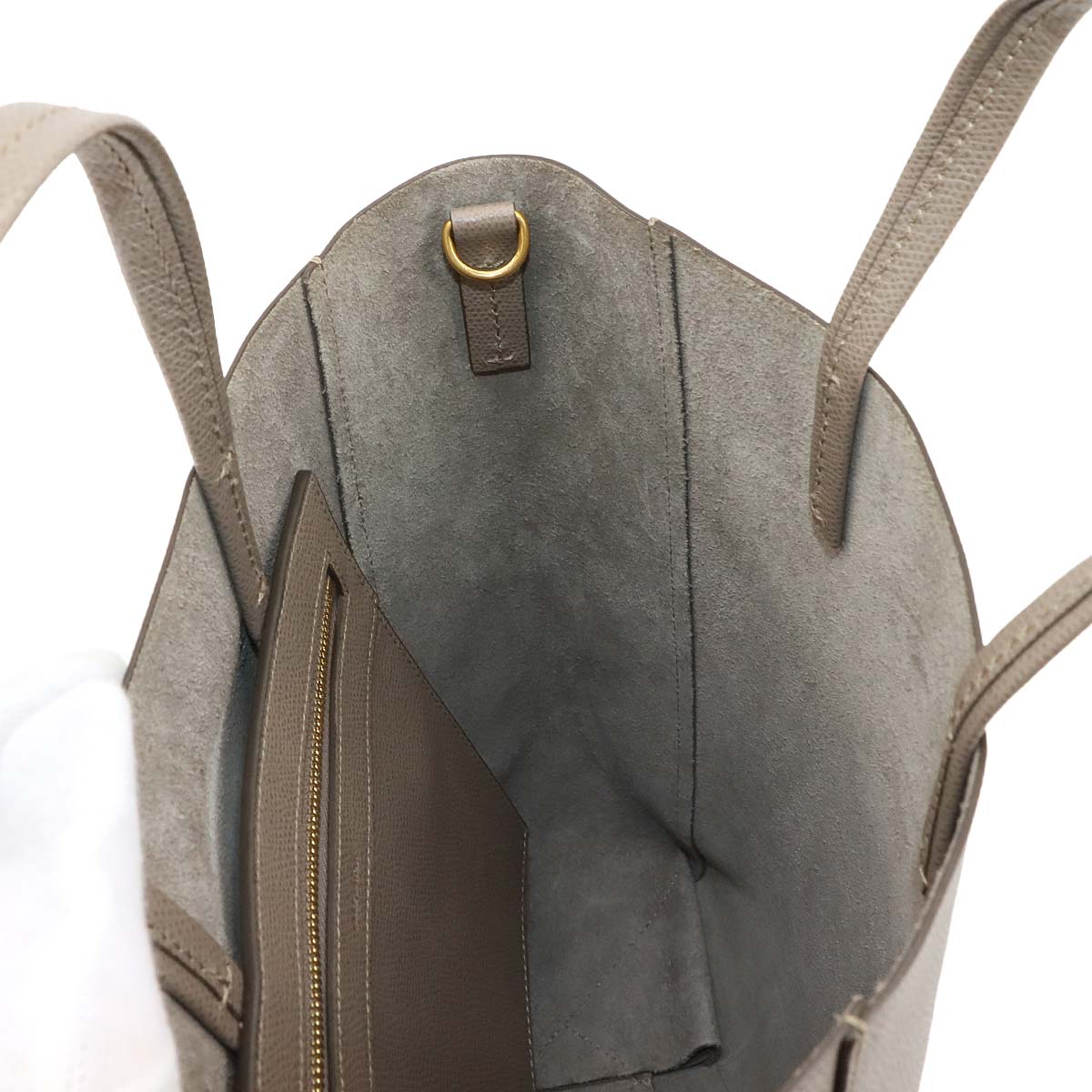 Small Vertical Cabas Tote Shoulder Bag Leather Taupe 176183