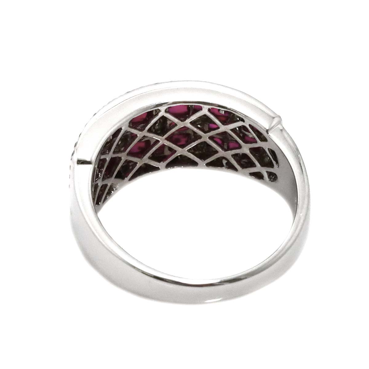 Ruby 1.64ct Diamond 0.48ct Ring 18K WG 750 size8.75(US)