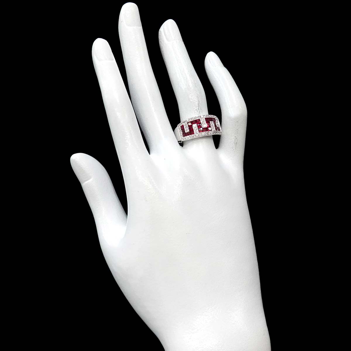Ruby 1.64ct Diamond 0.48ct Ring 18K WG 750 size8.75(US)
