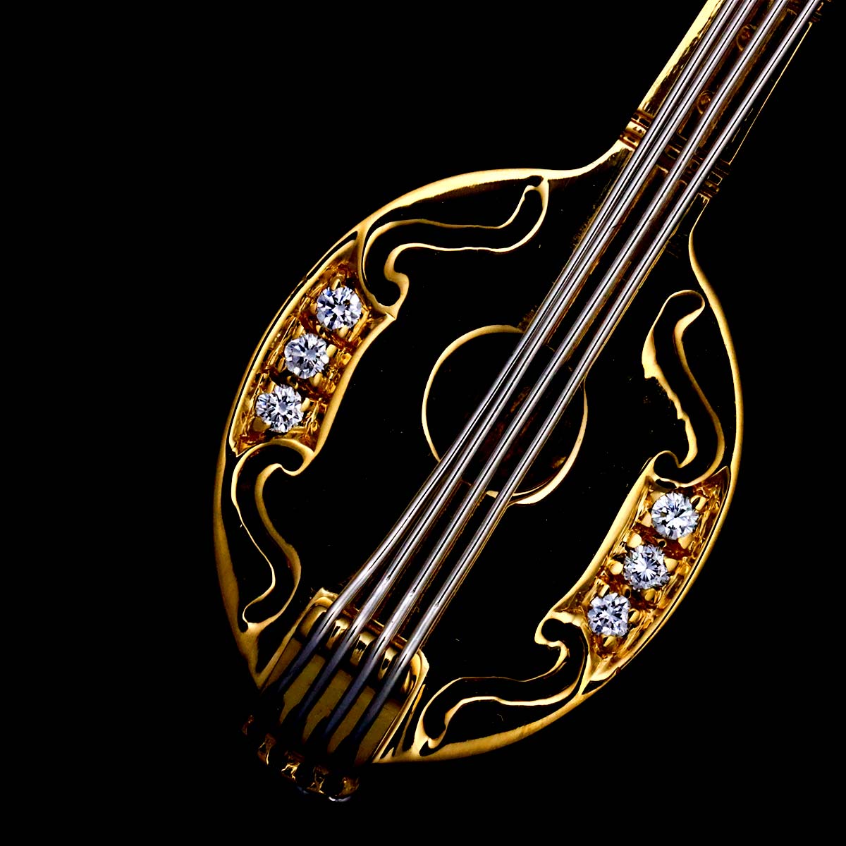 Diamond Brooch 18K YG Yellow Gold 750