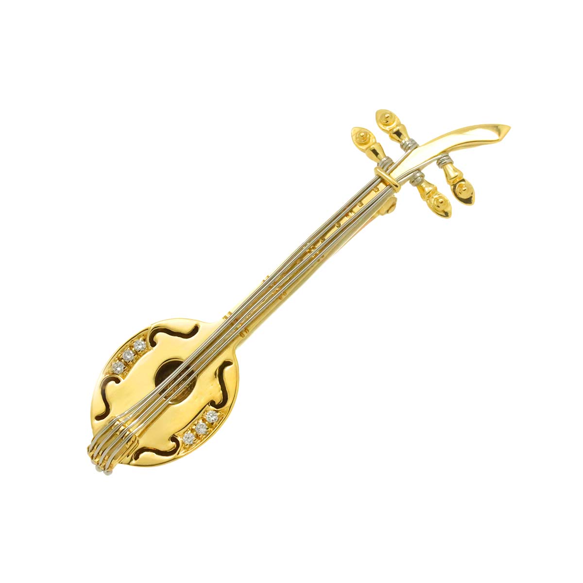 Diamond Brooch 18K YG Yellow Gold 750