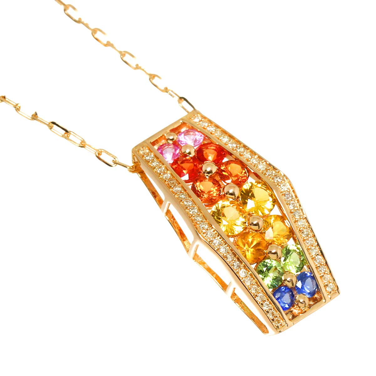 Sapphire 1.90ct Diamond 0.14ct Necklace 18K K18 PG 750