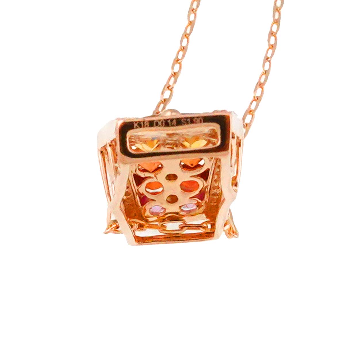 Sapphire 1.90ct Diamond 0.14ct Necklace 18K K18 PG 750