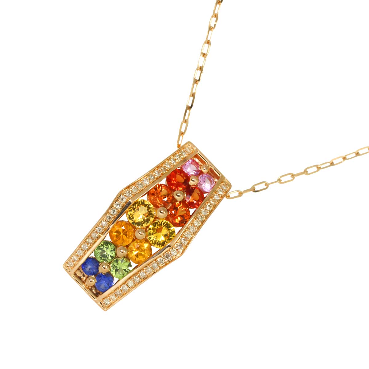 Sapphire 1.90ct Diamond 0.14ct Necklace 18K K18 PG 750