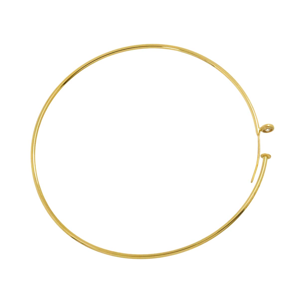 Diamond Hoop Earring Pierced 18K YG One Piece only