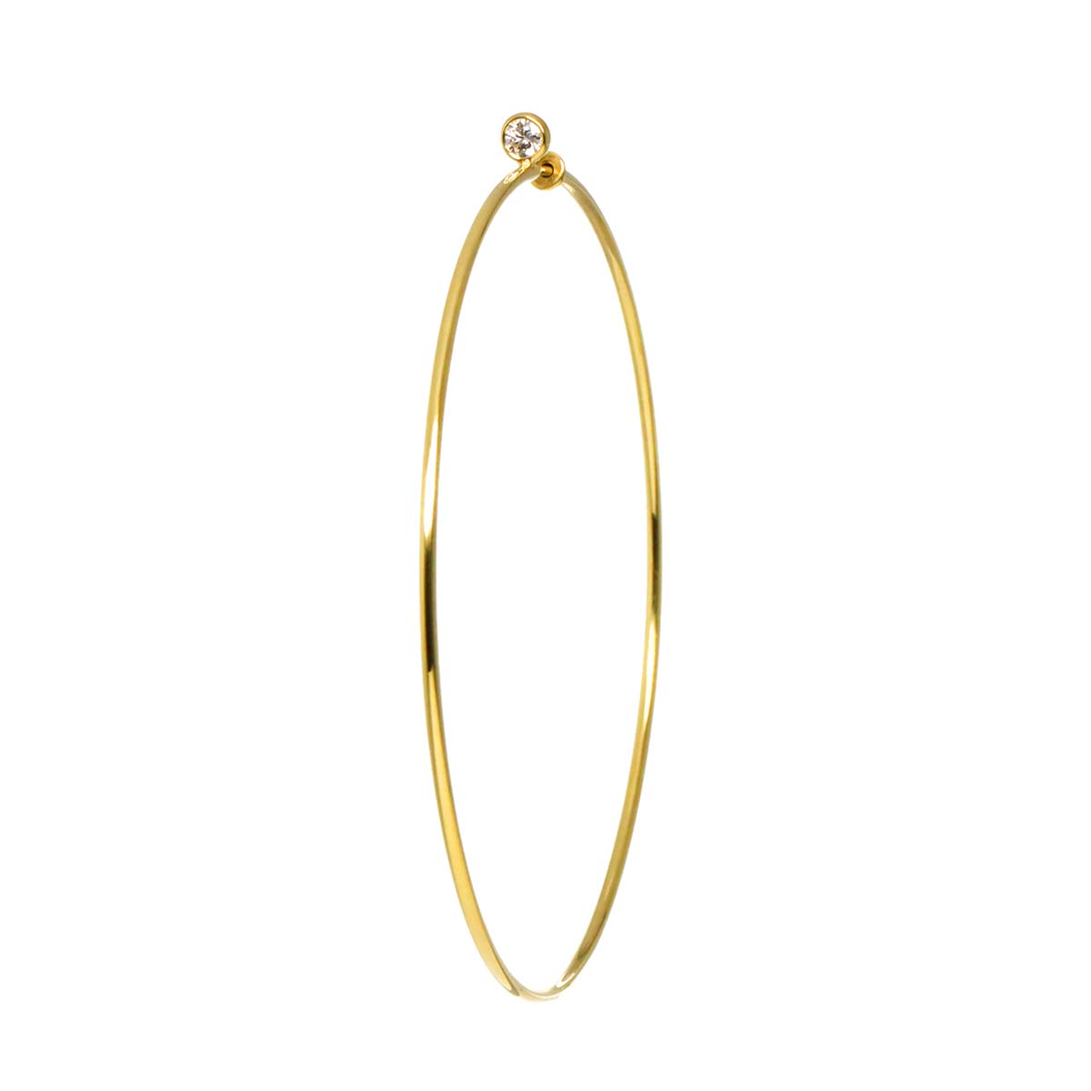 Diamond Hoop Earring Pierced 18K YG One Piece only