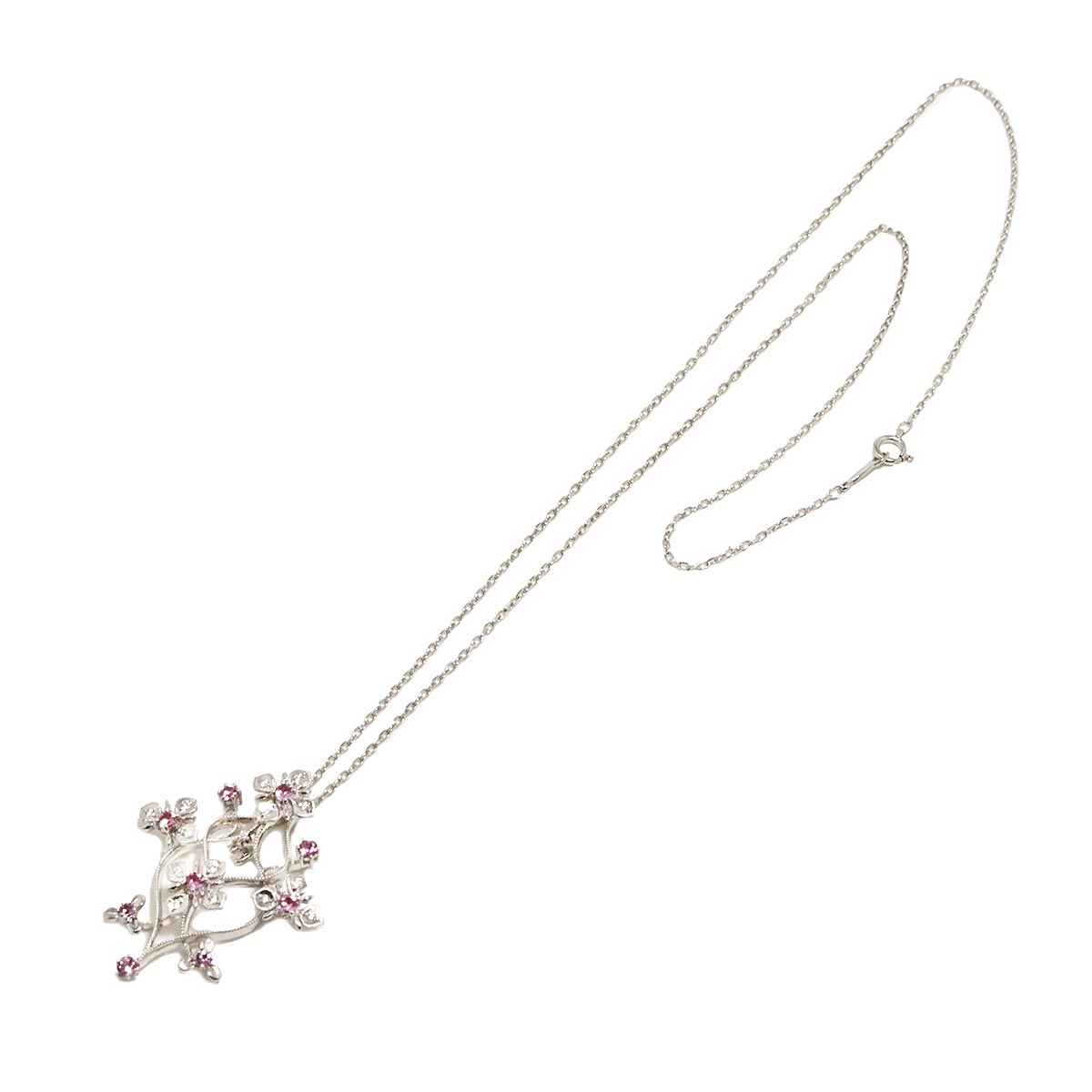 MIKIMOTO Sapphire Diamond Necklace 18K White Gold 750