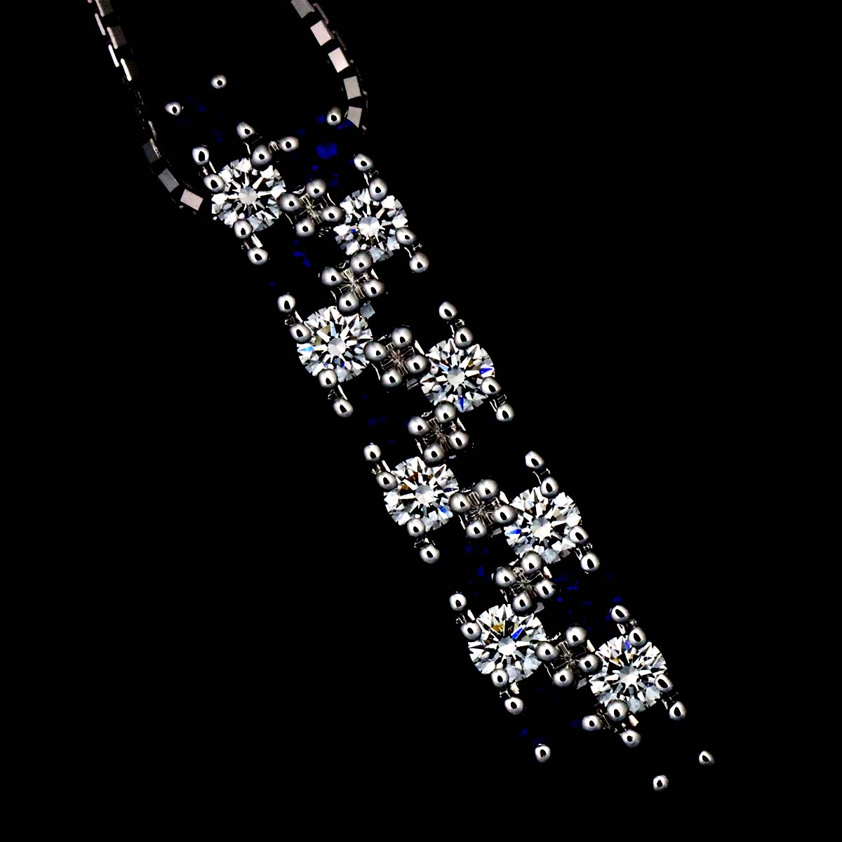 Sapphire Diamond 0.25ct Necklace 18K White Gold 750