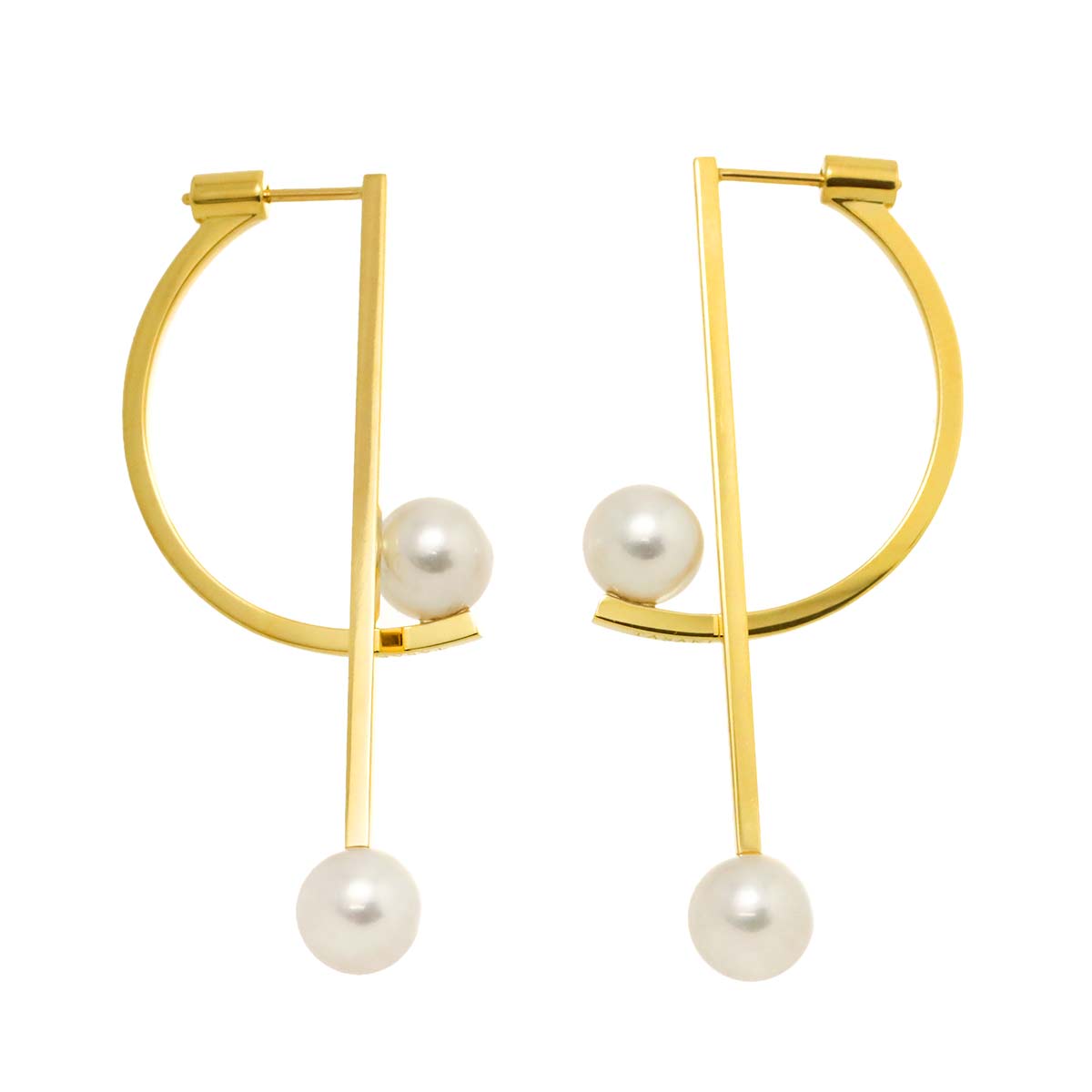 Akoya Pearl 7.4-7.3mm Earrings Pierced 18K YG 750