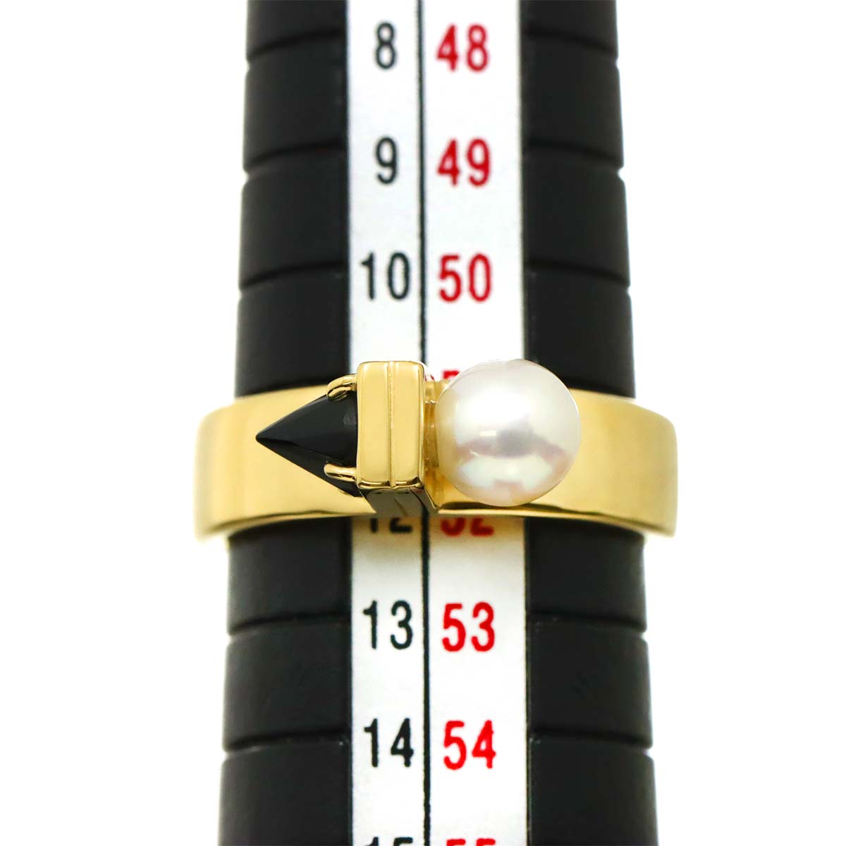 Akoya Pearl 5.5mm Onyx Ring 18K YG 750 Size6(US)