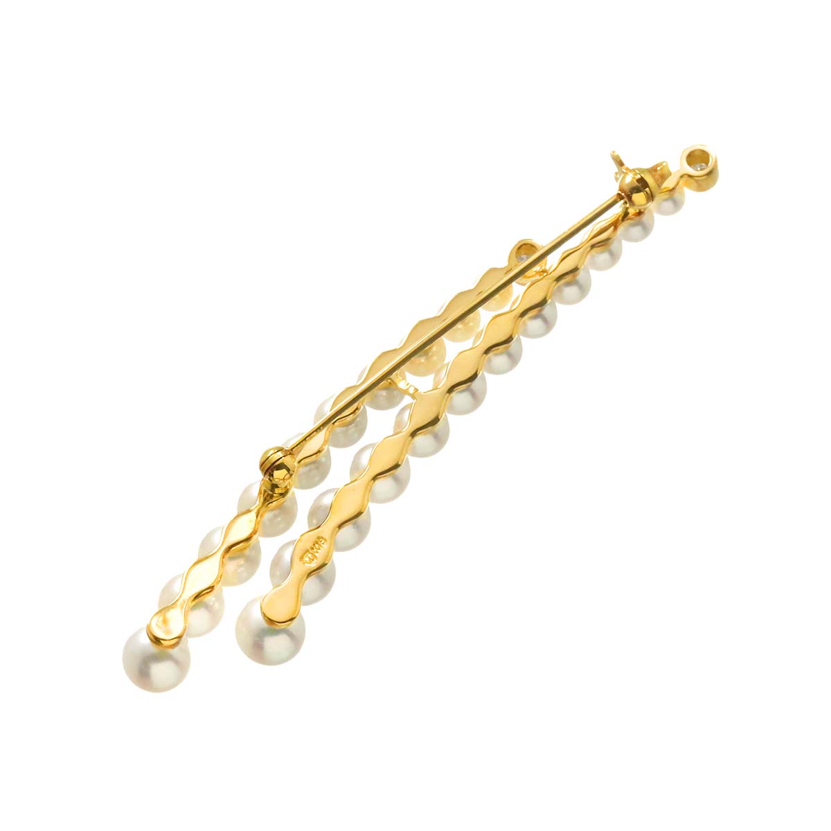 Akoya pearl 5.7-3.4mm Diamond Brooch 18K Yellow Gold 750