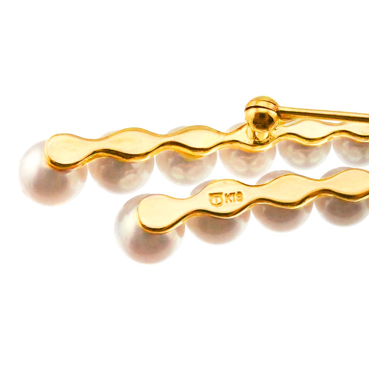 Akoya pearl 5.7-3.4mm Diamond Brooch 18K Yellow Gold 750