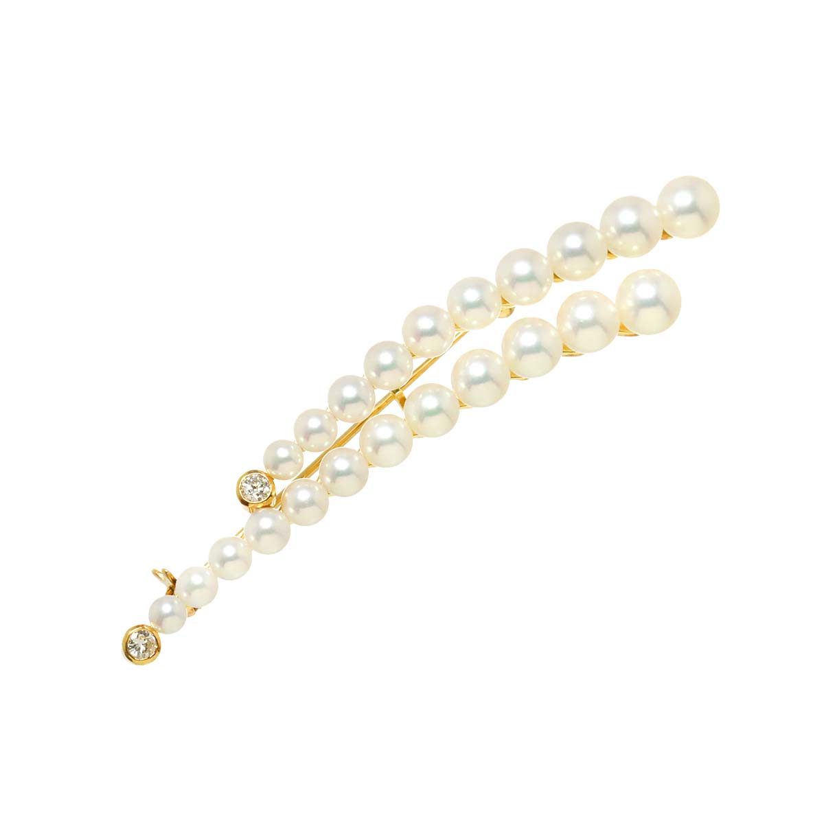 Akoya pearl 5.7-3.4mm Diamond Brooch 18K Yellow Gold 750