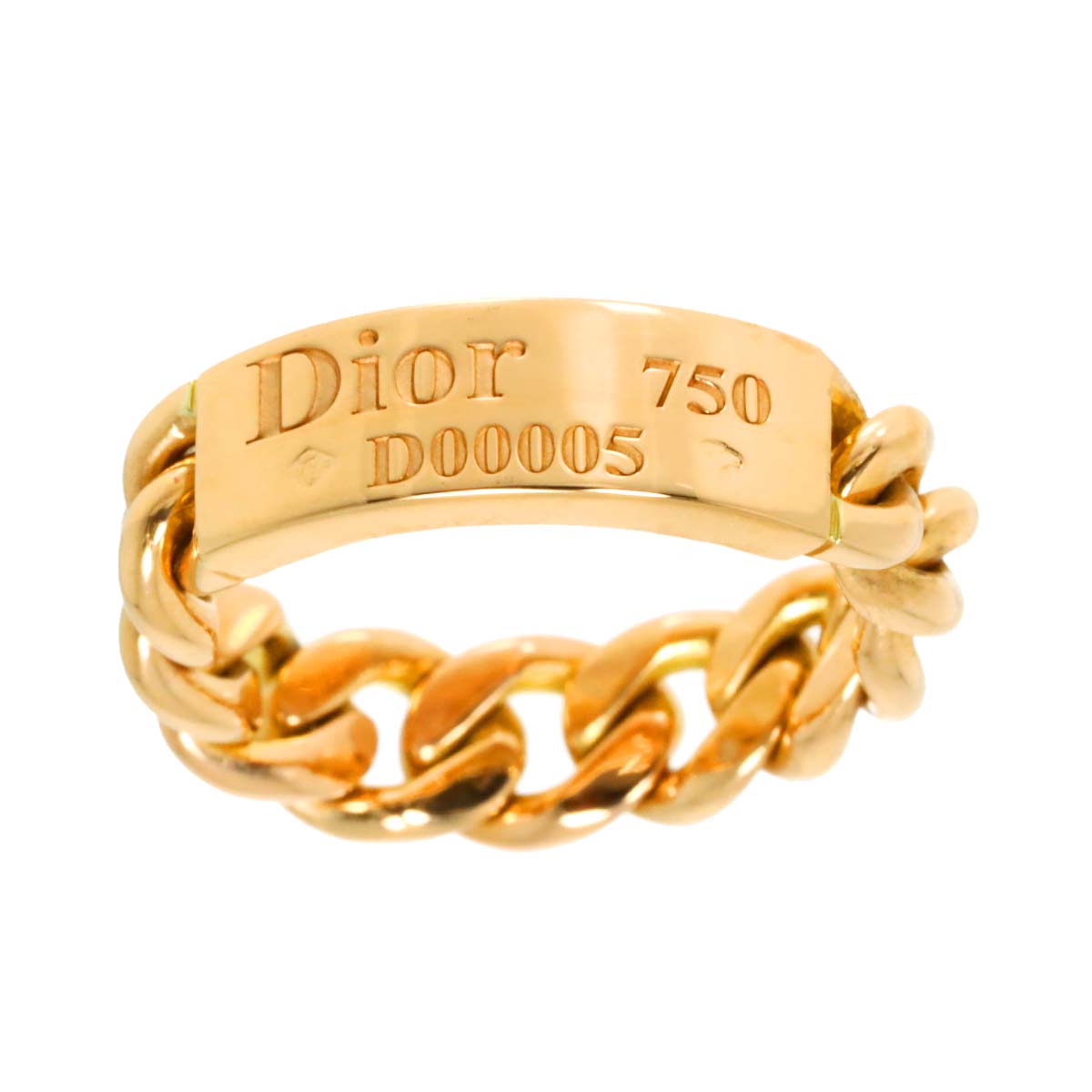 Gourmette Chain Ring 18K PG Pink Gold size46 3.75(US) 90298288