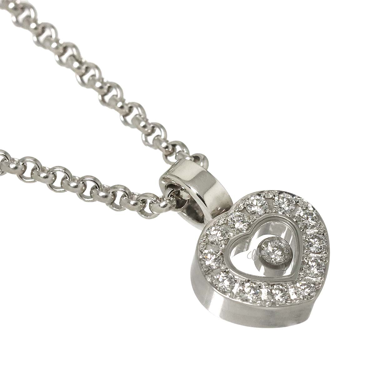 Happy Diamond Heart Necklace 18K White Gold 750