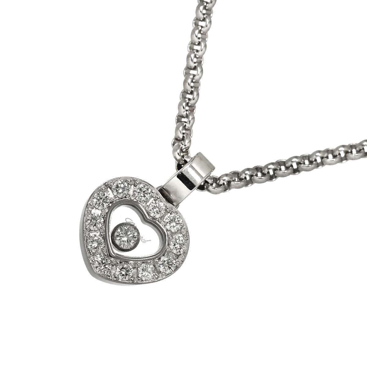 Happy Diamond Heart Necklace 18K White Gold 750