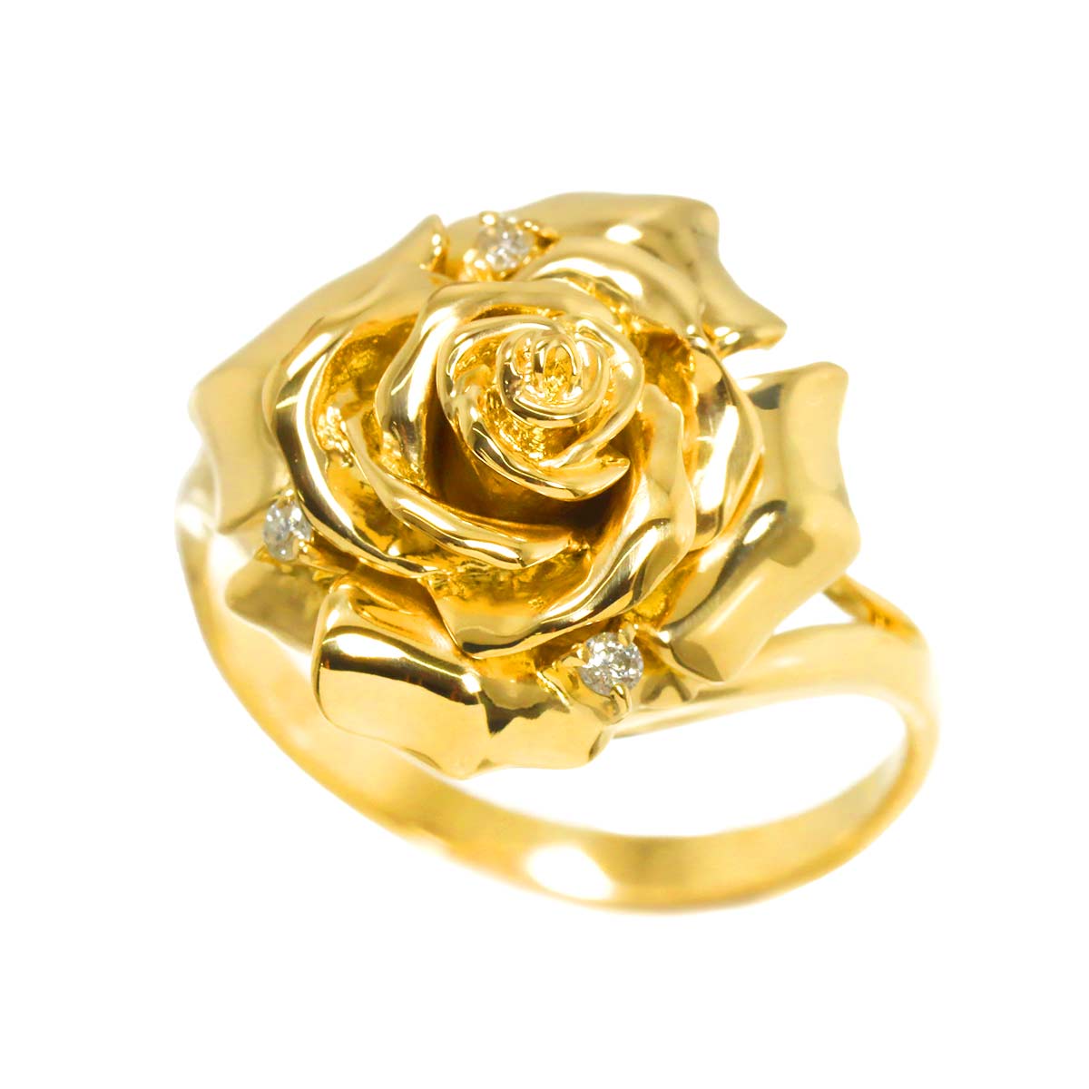 Diamond 0.04ct Ring 18K YG Yellow Gold 750 6.25-6.5(US)