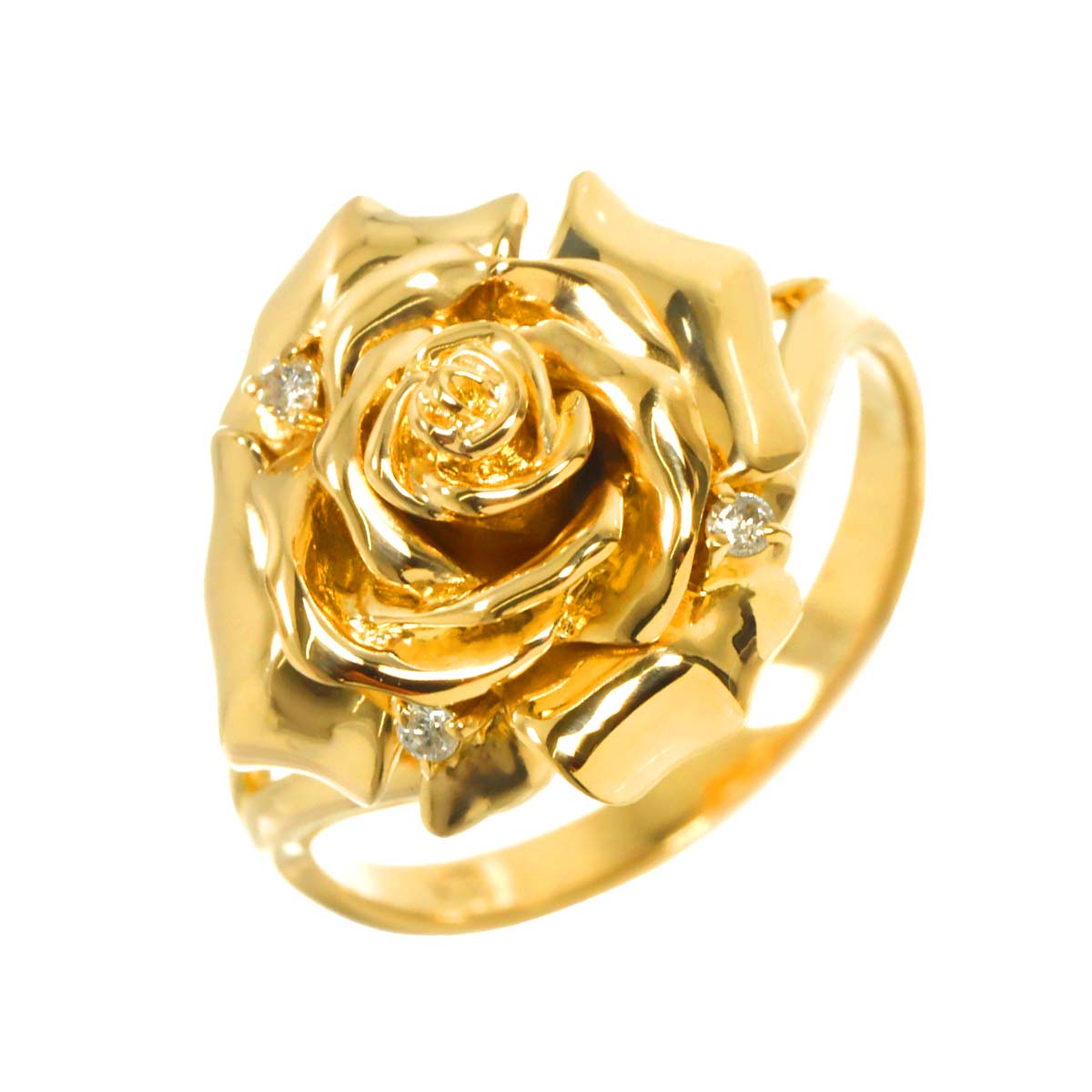 Diamond 0.04ct Ring 18K YG Yellow Gold 750 6.25-6.5(US)