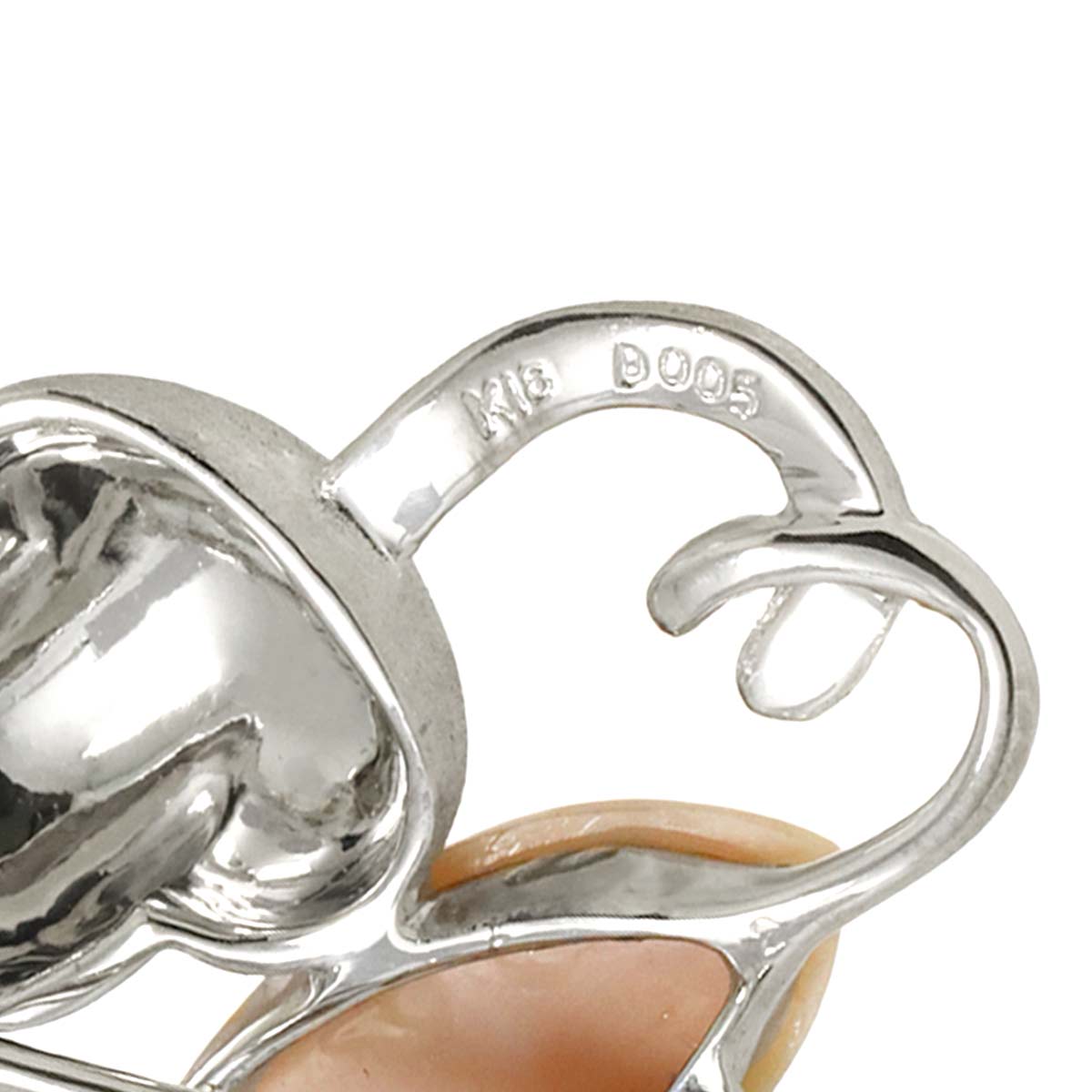 Shell Diamond 0.05ct Brooch Pendant Top 18K WG Wheite Gold 750