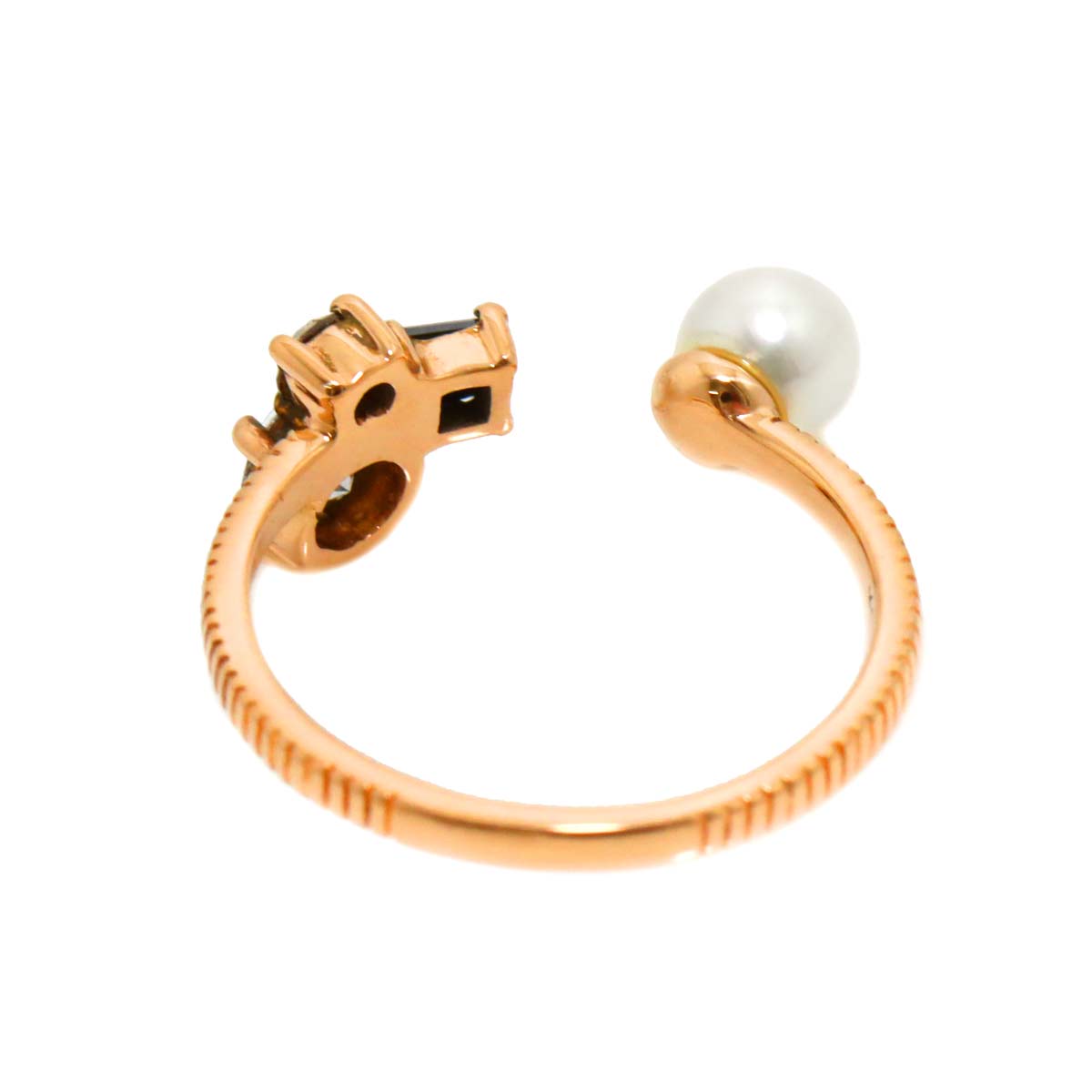 Diamond 0.204ct H/SI2/3EX 0.371ct Pearl Ring 10K PG Size3.25(US)