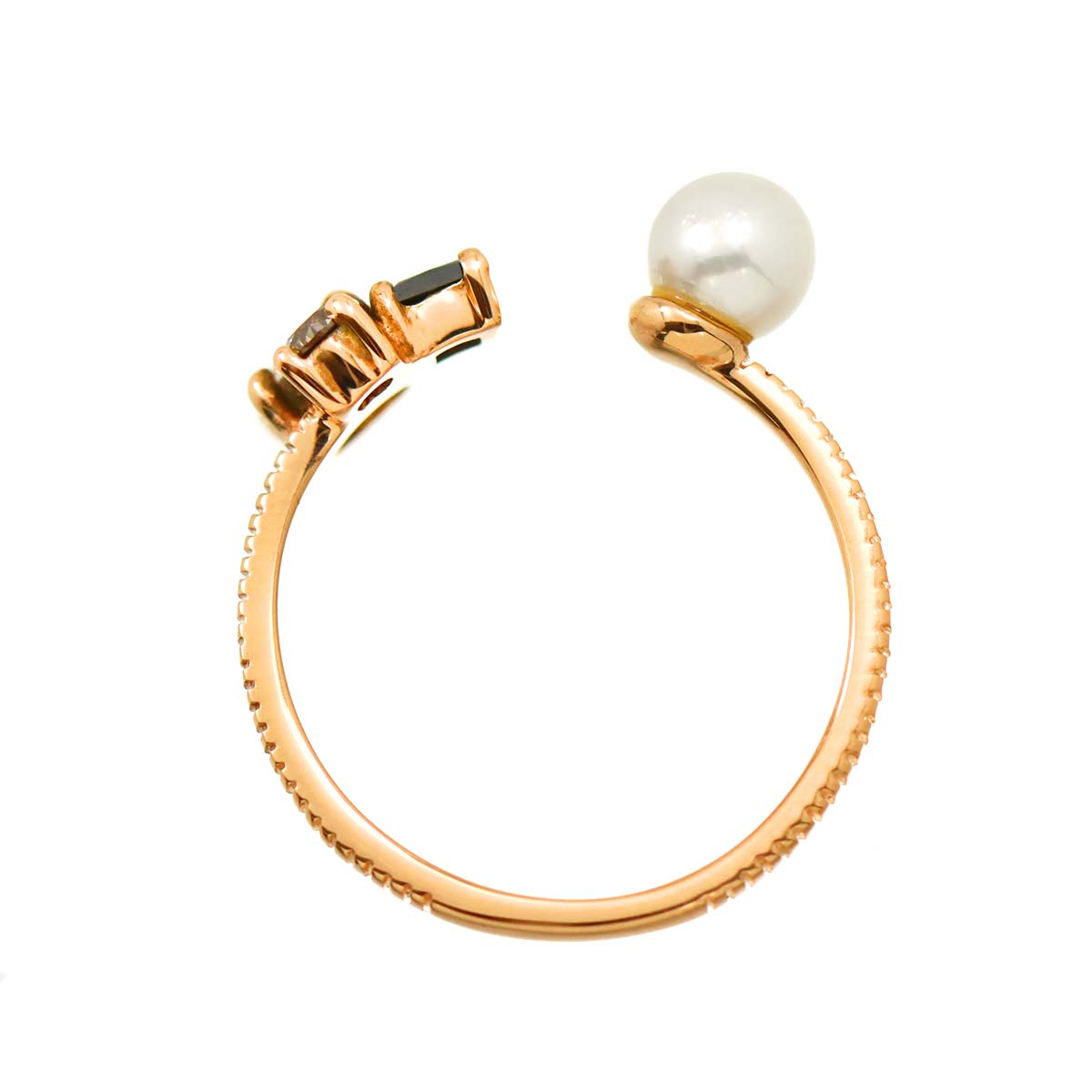 Diamond 0.204ct H/SI2/3EX 0.371ct Pearl Ring 10K PG Size3.25(US)