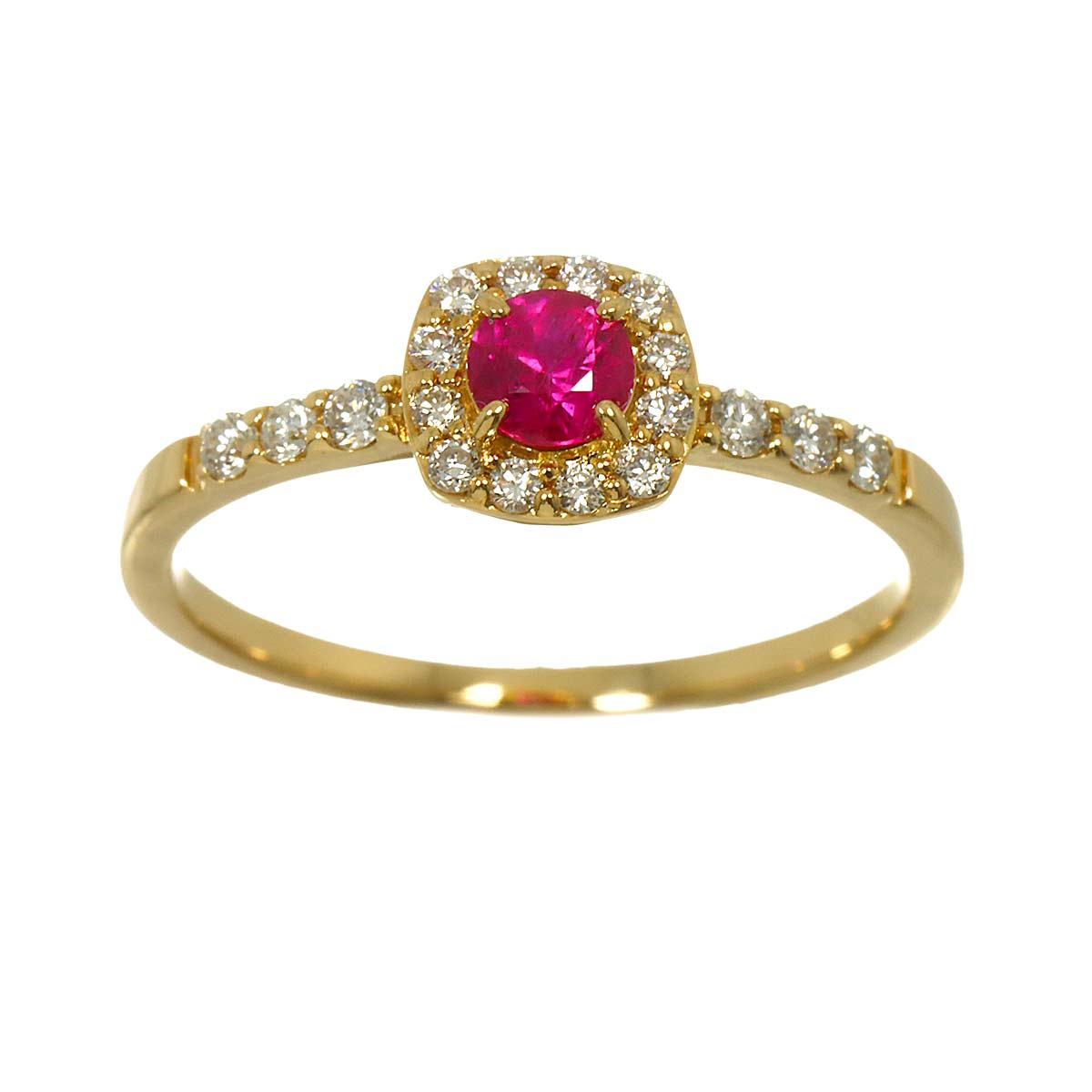 Ruby 0.26ct Diamond 0.19ct Ring 18K YG size6(US)