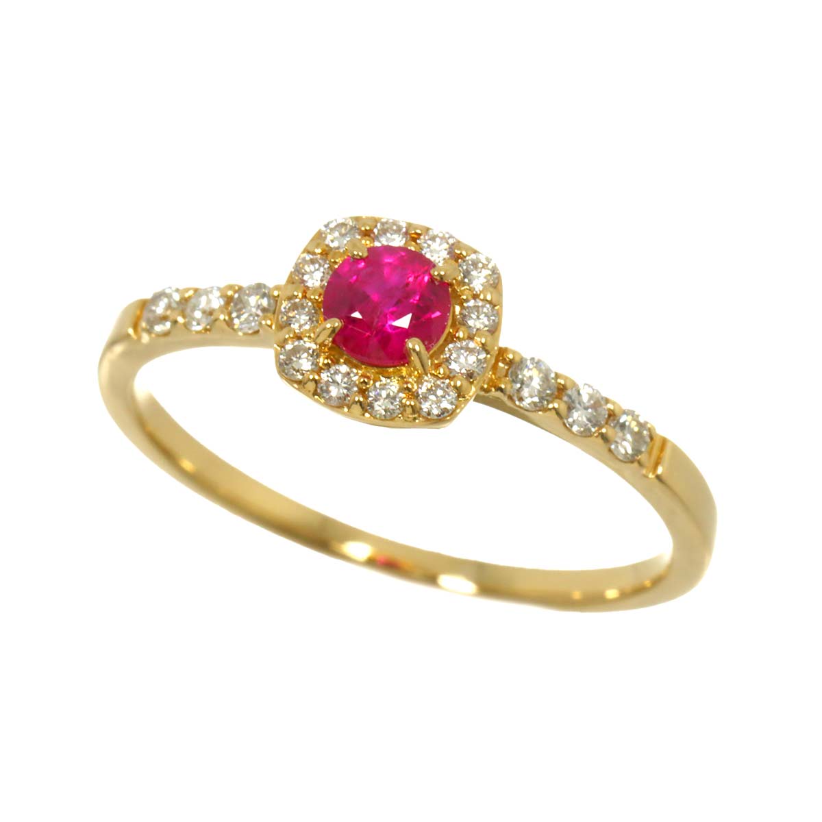Ruby 0.26ct Diamond 0.19ct Ring 18K YG size6(US)