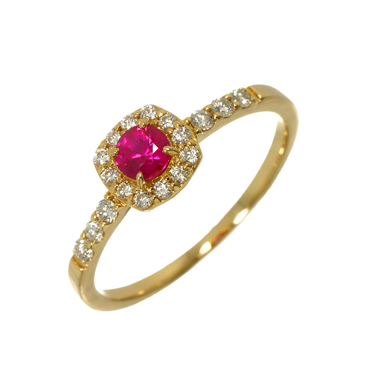 Ruby 0.26ct Diamond 0.19ct Ring 18K YG size6(US)