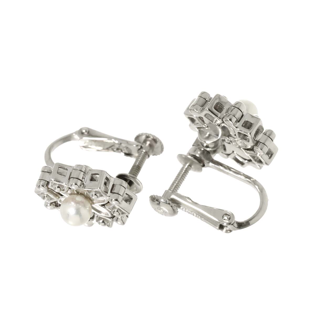 Baby Pearl 4.0mm Earrings Clip on 18K WG White Gold 750