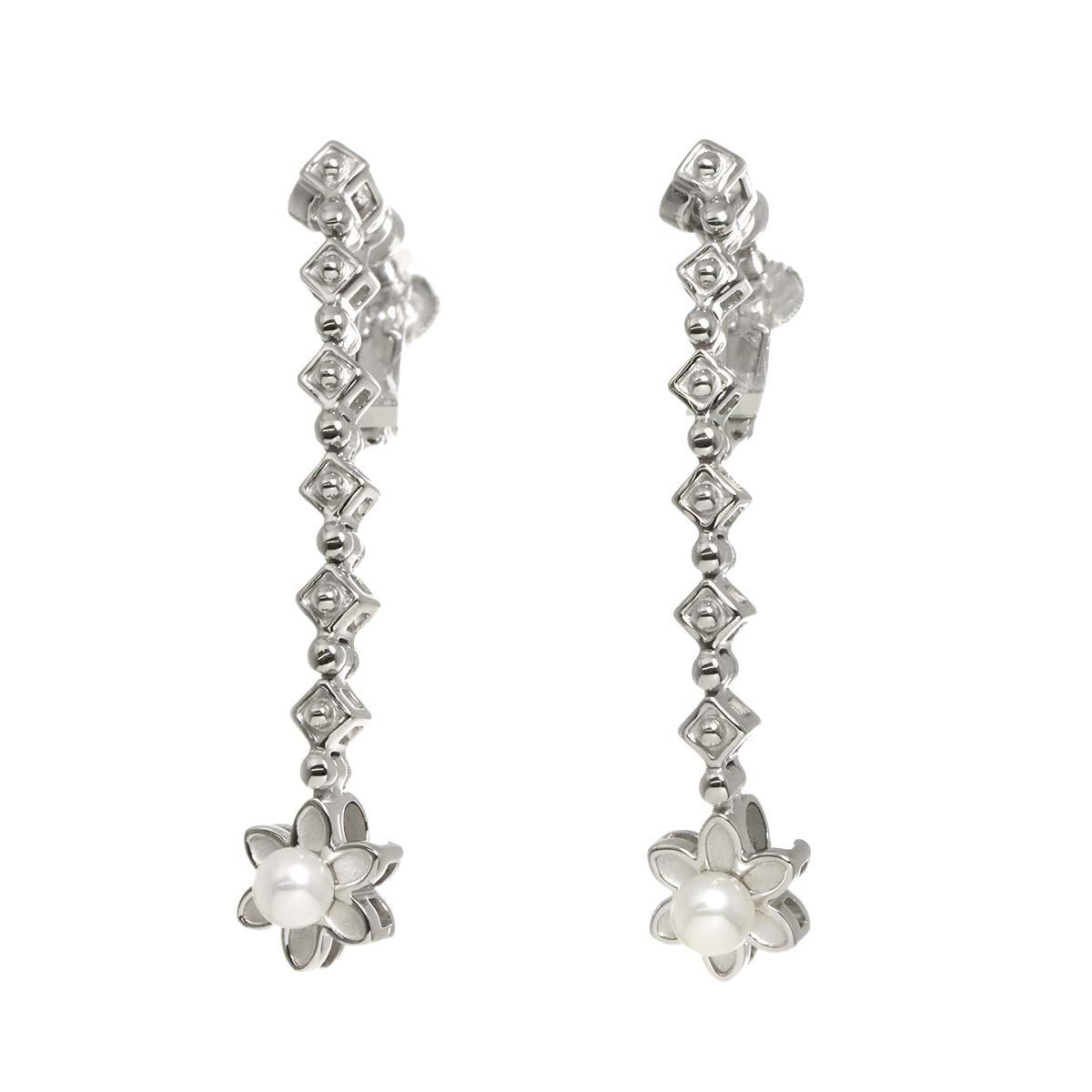 Baby Pearl 4.0mm Earrings Clip on 18K WG White Gold 750