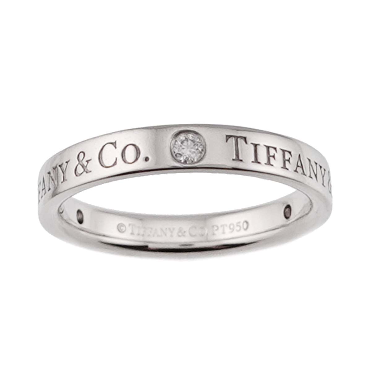 Flat Band Ring Diamond 3P Platinum Size4.5(US)