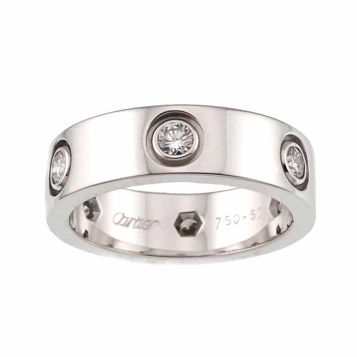 Love Ring Full Diamond 18K White Gold size51 5.5-5.75(US)