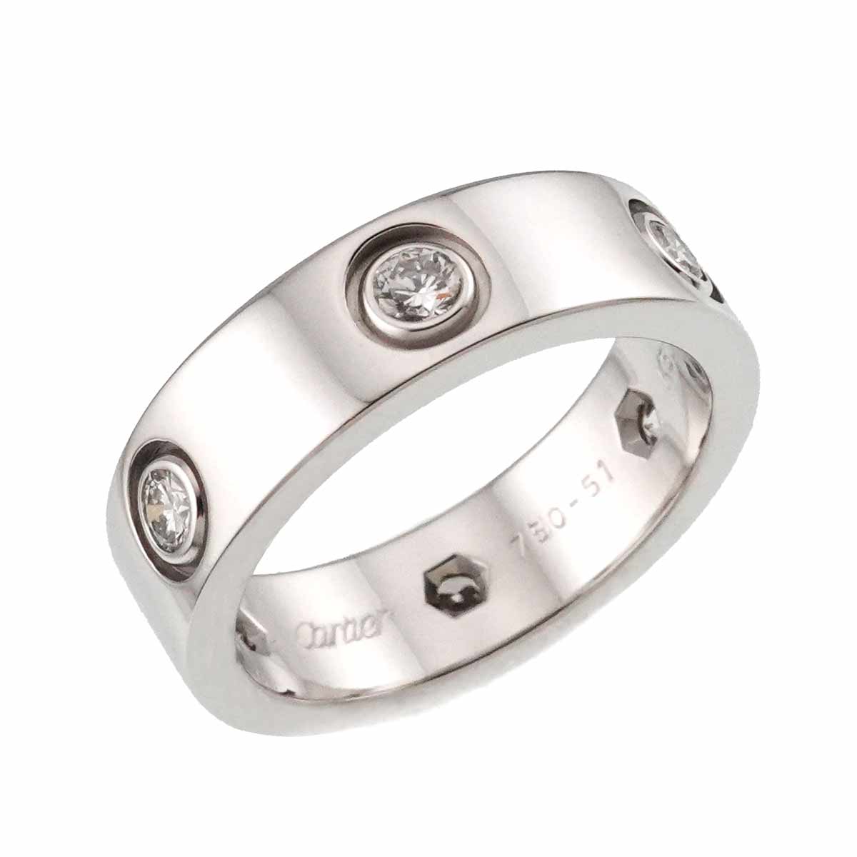 Love Ring Full Diamond 18K White Gold size51 5.5-5.75(US)