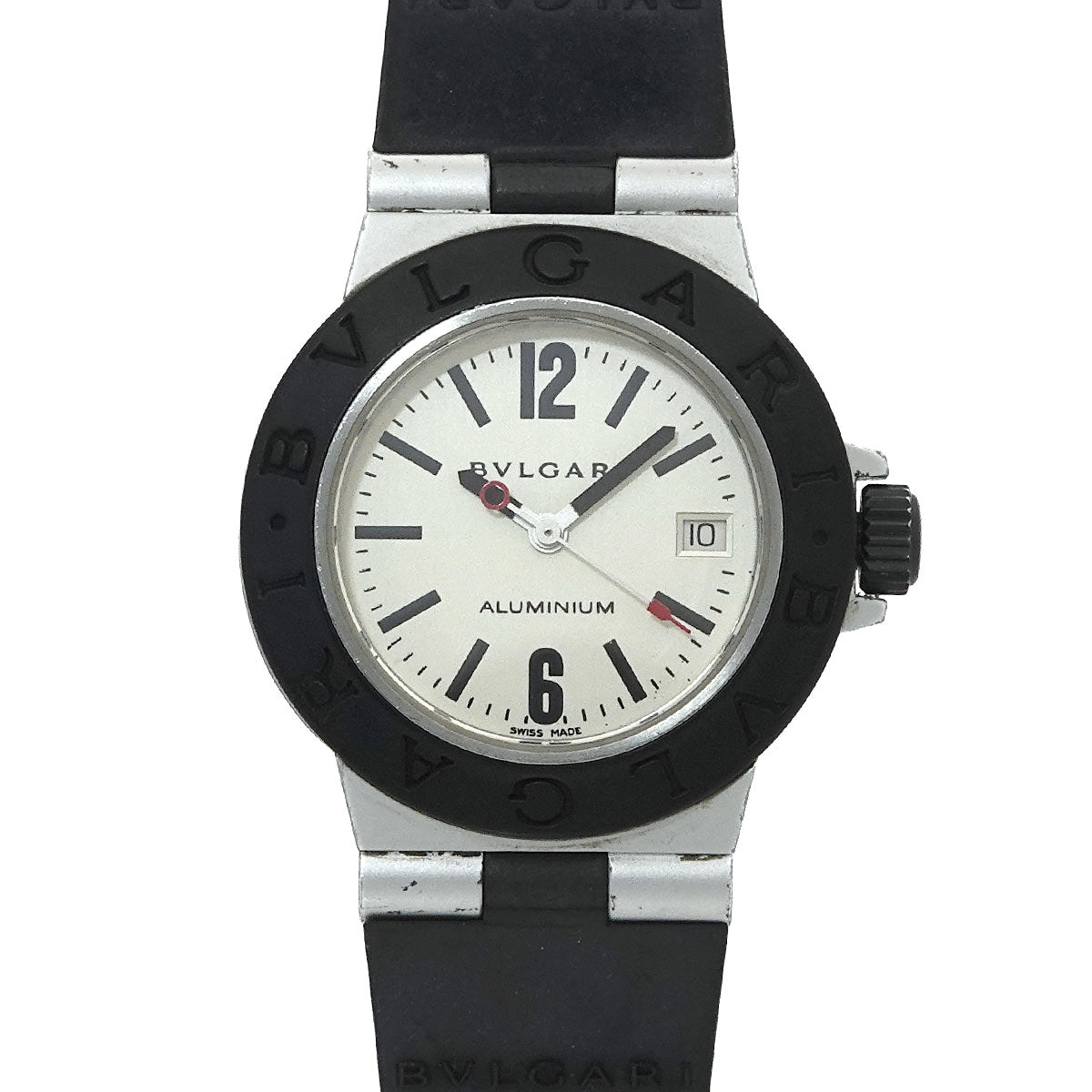 Aluminum AL29A Date Quartz Silver Dial Ladies Rubber Belt