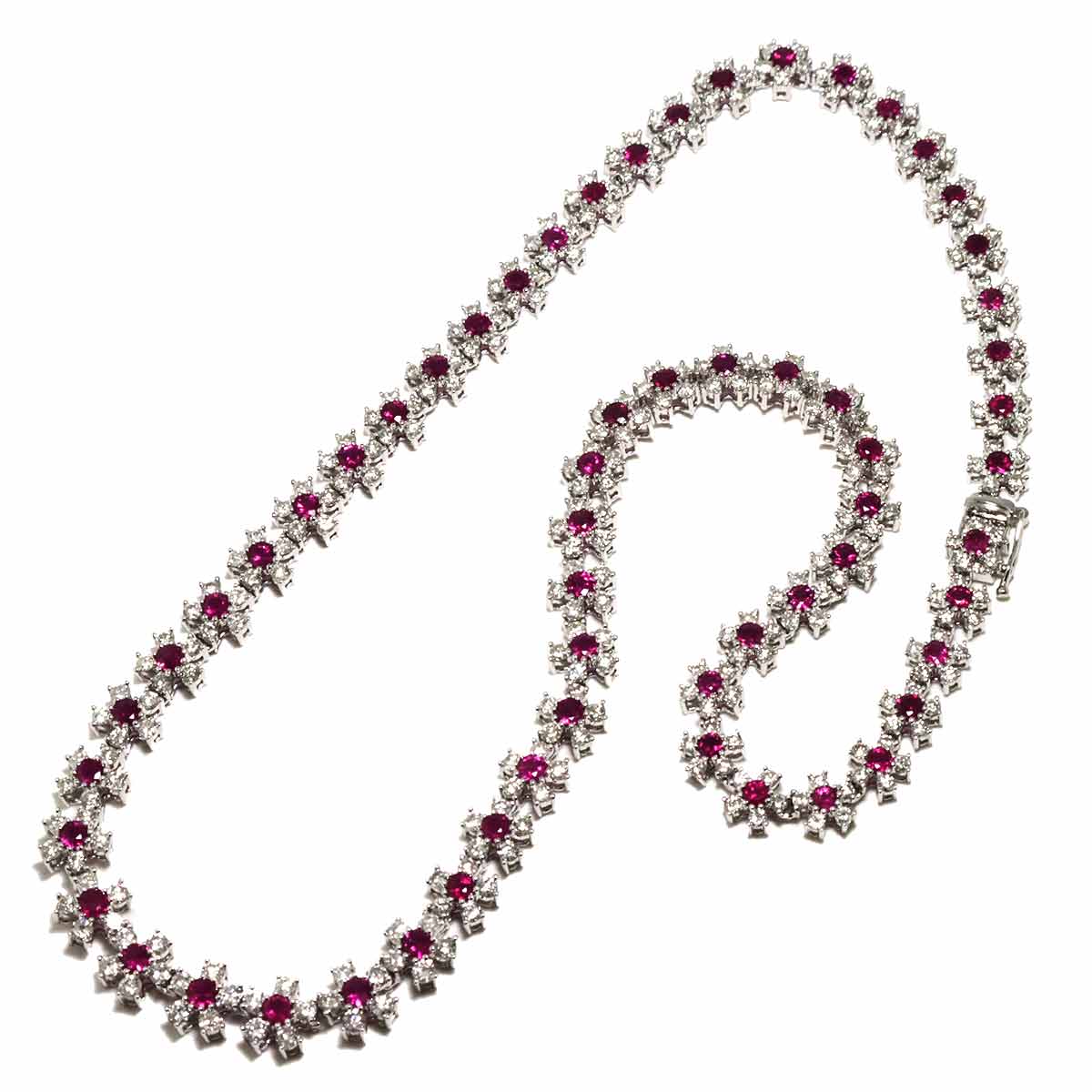 Ruby 7.54ct Diamond 9.60ct Necklace 18K WG White Gold 750