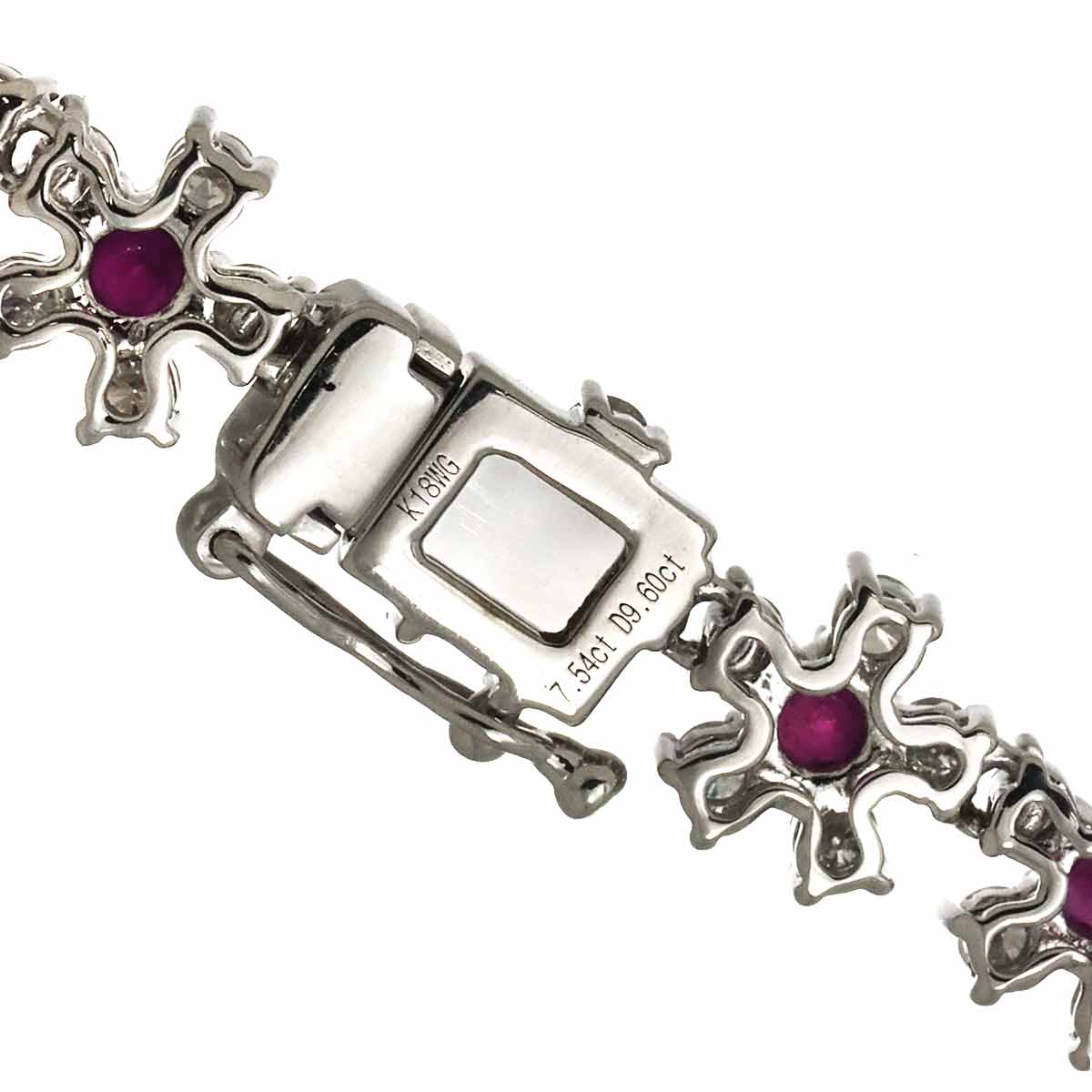 Ruby 7.54ct Diamond 9.60ct Necklace 18K WG White Gold 750