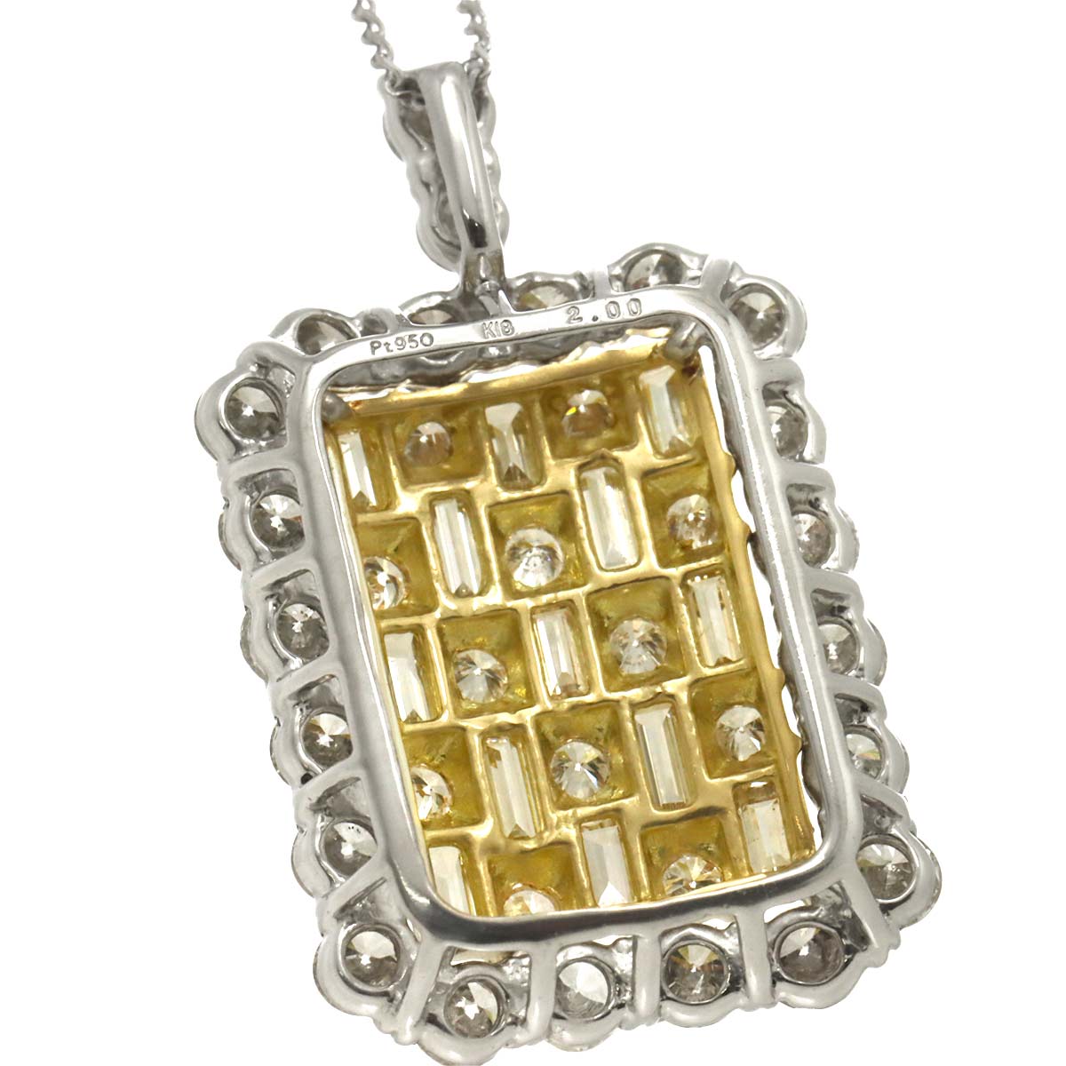 Diamond 2.00ct Necklace Pt 18K YG 750 Platinum