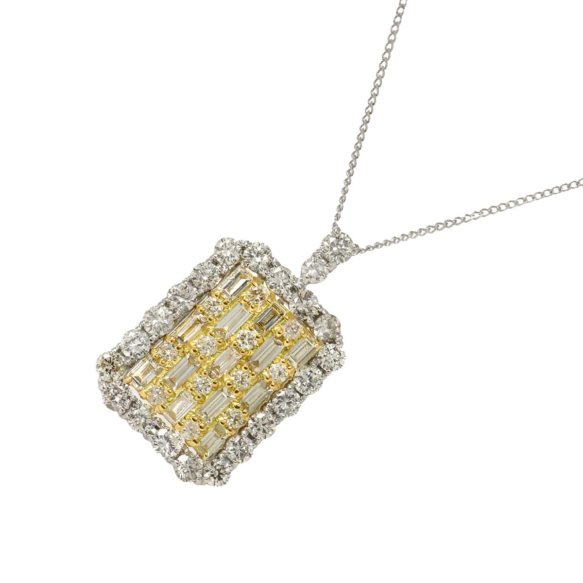 Diamond 2.00ct Necklace Pt 18K YG 750 Platinum